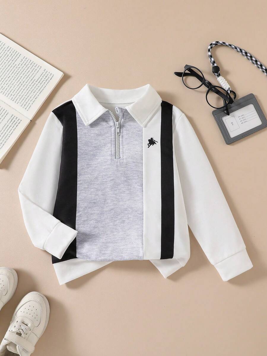 Young Boys' Colorblock Print Zip-Up Long Sleeve Sweatshirt - Multicolor - View 1