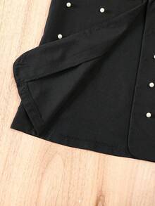 SHEIN Elladie kids Bộ trang phục trang trọng 3 món cho bé gái: Áo khoác hồng, áo hai dây, quần short đính ngọc trai, trang phục mùa hè thanh lịch, giản dị - màu đen - Xem 8