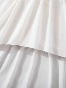 SHEIN Young Girl Casual Everyday Commute Puff Sleeve Asymmetrical Hem Contrast Waist Belt Shirt Dress, Autumn/Spring - Multicolor - View 8