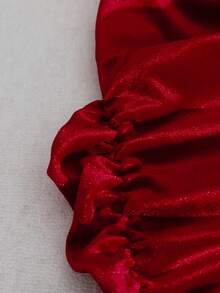 Franclia 女式天鹅绒交叉褶饰腰身迷你连衣裙，无袖 - 紅色 - 查看 4