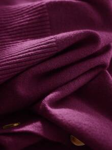 CosyJoli Cárdigan informal de manga larga con botones de unicolor para mujer de talla grande en otoño/invierno - Rojo violeta - Ver 4