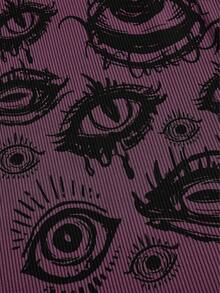 ROMWE Goth Women's Round Neck Eye Pattern Casual Versatile Daily Wear Top - Purple - View 3