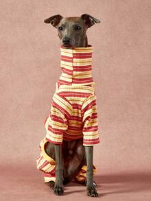 1pc Pet Autumn/Winter Fashion Classic Retro Warm And Elastic Comfortable Dog High Collar Jumpsuit - Multicolor - View 6