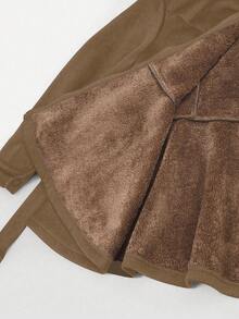 SHEIN Giacca con cappuccio imbottita e termica, elegante e alla moda, adatta per l'autunno/inverno, taglie comode - Cachi - Visualizzare 8