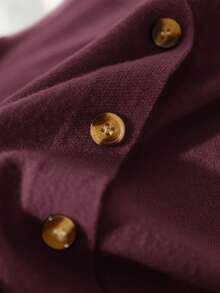 CosyJoli Cárdigan de manga larga con botones y unicolor, informal y holgado, para mujer de talla grande en otoño/invierno - Rojo violeta - Ver 5