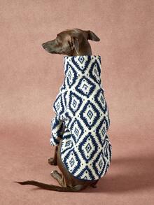 PETSIN Pawparrel 1pc Pet Universal Autumn And Winter Double-Sided Plush Elastic Comfortable Warm Fabric High Neck Fashionable Retro Geometric Pattern Dog Sweatshirt - Multicolor - View 6