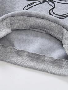 Genkimix Kids 两件套女童针织抓绒卫衣，饰有3D蝴蝶结和英文印花，搭配修身针织裤，可爱时尚，适合秋冬休闲穿着