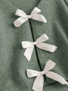 CosyJoli 女式加大码蝴蝶结后背针织毛衣，时尚舒适百搭套头衫，适合秋冬季