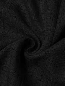 Elaquor Plus Size Casual Metal Shell Button Round Neck Jacket, Autumn - Black - View 7