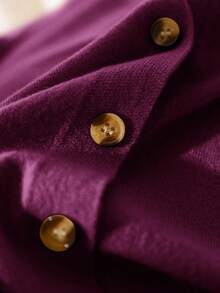 CosyJoli Cárdigan informal de manga larga con botones de unicolor para mujer de talla grande en otoño/invierno - Rojo violeta - Ver 6