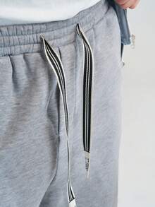 Airaco Pantalones de chándal casuales rectos y sueltos con cintura elástica y cordón para hombres de unicolor - Gris - Ver 6