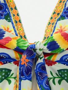 Swim Oasis 女士南法鹦鹉印花豪华度假连体泳衣配纱笼裙套装 - 彩色 - 查看 4
