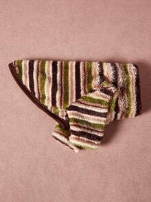 1件宠物通用秋冬双面毛绒弹力舒适保暖面料高领时尚复古棕绿条纹图案狗狗连帽衫 - 彩色 - 查看 5