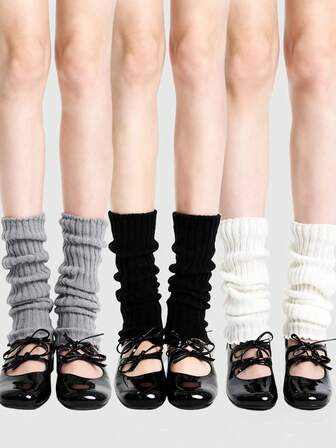 Kawaii Frauen 3 Stücke Beinwärmer Einfarbig