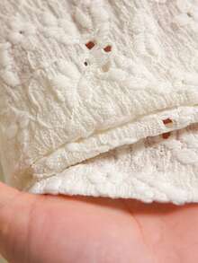 CosyJoli Áo thun Jacquard cỡ lớn cho nữ Áo cánh ren màu mơ dễ thương Áo thun mùa thu cỡ lớn đáng yêu - Màu be - Xem 6