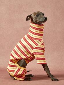 1pc Pet Autumn/Winter Fashion Classic Retro Warm And Elastic Comfortable Dog High Collar Jumpsuit - Multicolor - View 2