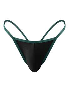 WENEZON Tanga sexy de hombre con bloqueo de color y recorte en la parte trasera - Negro - Ver 3