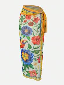 Swim Oasis 女士南法鹦鹉印花豪华度假连体泳衣配纱笼裙套装 - 彩色 - 查看 8