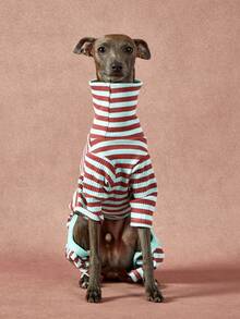 1件宠物秋冬时尚经典复古保暖弹力舒适狗狗高领连体衣 - 彩色 - 查看 7