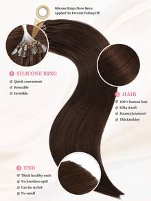 50 股微链接发真人发 2# 浅棕色微环接发丝滑直发微珠接发女士