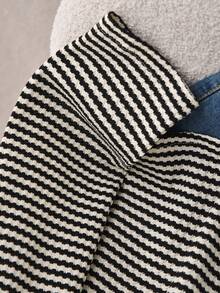 CosyJoli Áo phông thường ngày cỡ lớn dành cho nữ, Áo sọc, Áo cài nút, Trang phục đi chơi dành cho nữ, Trang phục thường ngày dành cho nữ, Áo cài nút kim loại, - màu đen - Xem 5