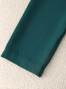 Franclia 大码V领长袖连体裤，时尚商务通勤风 - 綠色 - 查看 6