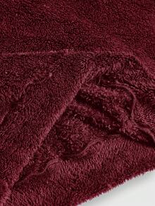 ROMWE Dark Gothic Black Cat Embroidery Thermal Lined Casual Hooded Long Sleeve Sweatshirt For Women, Autumn/Winter - Burgundy - View 5