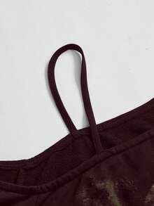 ROMWE Goth Áo nỉ rộng vai chéo họa tiết mèo đen bí ẩn cỡ lớn cho nữ, màu tím đậm - Màu tím - Xem 2