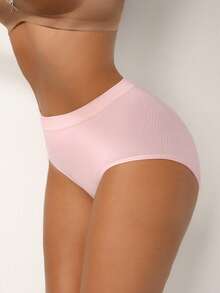 Women's Seamless Tummy Control Waist Lifting Triangle Panties - Pink - View 3