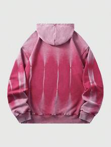 ROMWE MEN Grunge Punk Áo hoodie họa tiết ngựa vằn phun sơn mài cổ điển dành cho nam, phong cách đường phố cổ điển - Màu Hồng Tươi - Xem 2