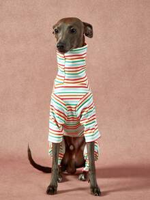 1pc Pet Autumn/Winter Fashion Classic Retro Warm And Elastic Comfortable Dog High Collar Jumpsuit