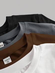 SHEIN 4件套少女圆领休闲修身长袖T恤套装，秋冬季 - 彩色 - 查看 3