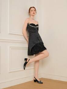 CUCCOO HITCHD Women's Pointed Toe Sequin Design Buckle Closure Elegant High Heels - Black - View 3