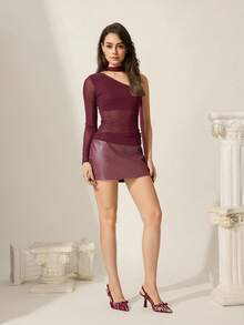 CUCCOO HITCHD Giày cao gót mũi nhọn thời trang tối giản cho nữ khi đi làm và thường ngày - Màu Đỏ Sâu - Xem 3