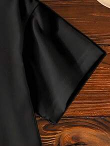 男童圣诞字母元素印花，圣诞元素，时尚百搭，休闲舒适黑色圆领T恤 - 黑色 - 查看 3