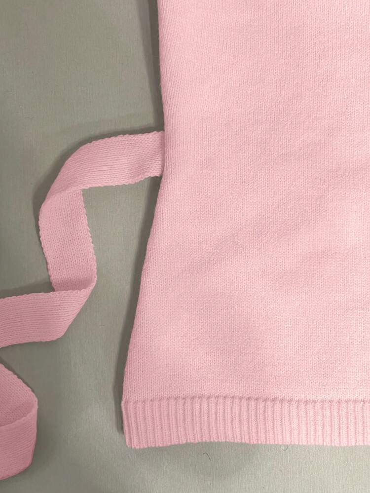SHEIN Unity Damer med lös knyt framtill Casual Cardigan, långärmade toppar - Rosa - Visa 7
