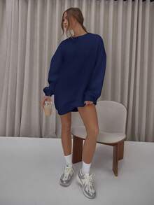 MUSERA Oversized Cut Out Back Open Armhole Sweatshirt Dress Classy Cute Sexy Streetwear Fall Autumn Night Out Blancs