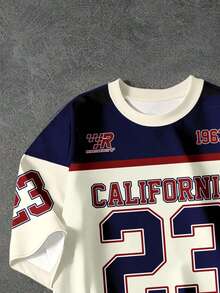 SHEIN EZwear Women's Y2K Streetwear Crew Neck Jersey T-Shirt, No.23, Jersey Style, Streetwear, Vintage, Back To School, Retro, Fall Women's Clothing, Women's Casual Outfits, Autumn And Winter, Hip-Hop