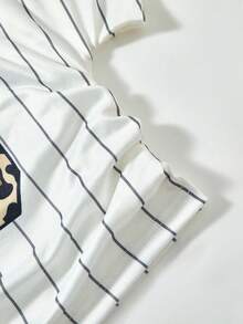Sparklyn 两件套青少年女孩服装：露肩豹纹短袖上衣和分层瀑布迷你裙，优雅，适合派对、郊游、日常穿着 - 白色 - 查看 4