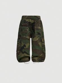 SHEIN Baby GirlCamouflage & Tree Branch Print Loose Fit Jeans - Multicolor - View 2