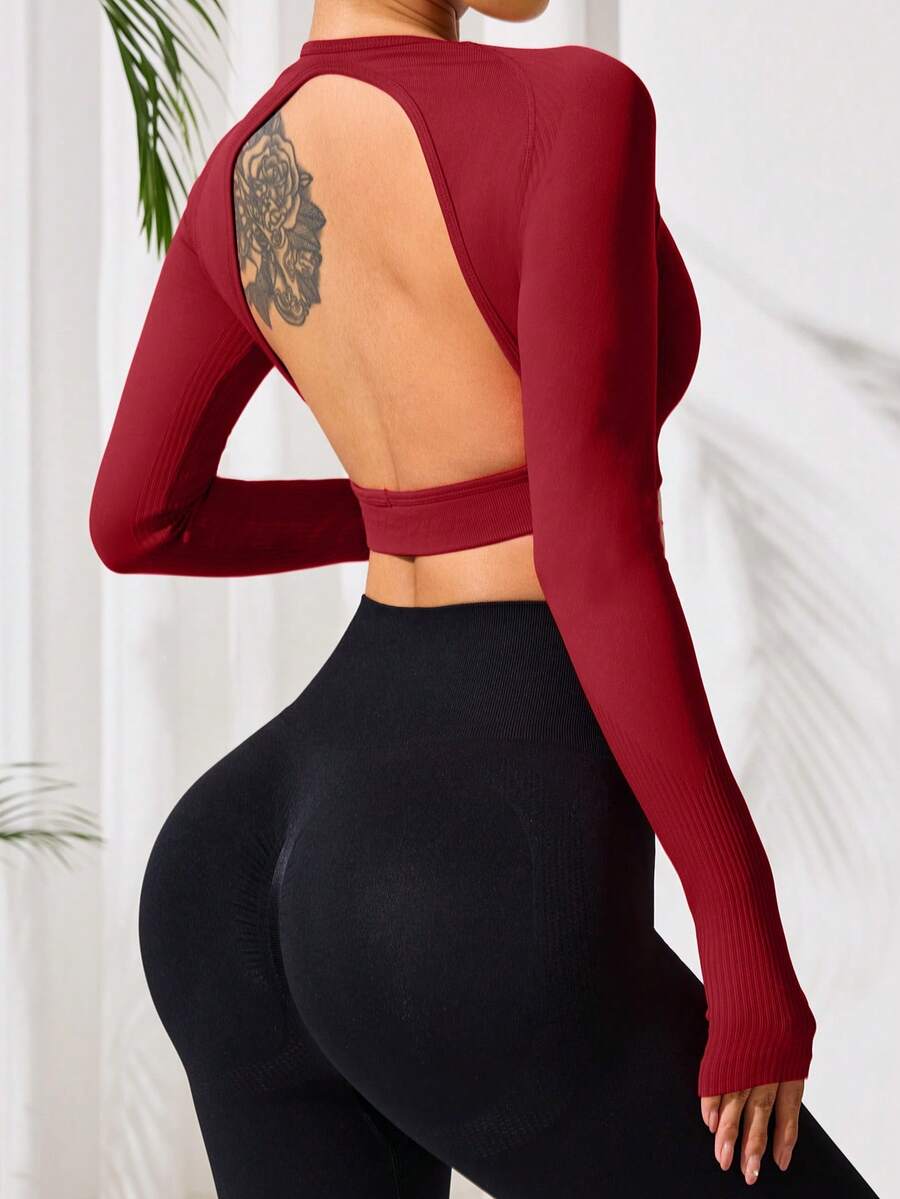 Slayform Áo thun thể thao Yoga liền mạch / Hở lưng gợi cảm / Thể thao & Thường ngày đa năng - Nhiều màu - Xem 1