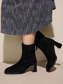 CUCCOO CURVES Women's Fashion Versatile Wide Fit High Heel Boots For Christmas - Black - View 4