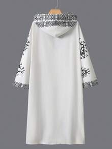 Velminro 男士长款连帽和服浴袍家居服秋冬宽松休闲睡衣 - 米色 - 查看 2