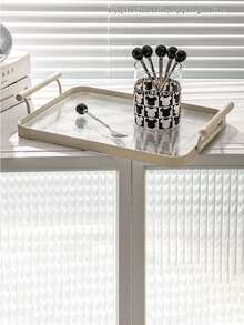 Bandeja acrílica con asas, de forma rectangular, adecuada para fiestas, cocina, mesa de café, cocina, plato de cena, comedor y bar, cubiertos. - Multicolor - Ver 6