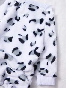 PETSIN 1pc Black Small Fragment Printed Pet Jumpsuit White Autumn And Winter Flannel Warm And Comfortable Pet Warm Clothes - White - View 7