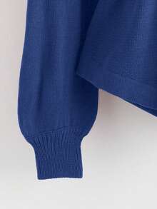 Lyxana New Elegant Button Decor Pullover Sweater, Minimalist European & American Style Fashion Knit Top - Blue - View 3