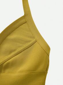 Nuvra 女士姜黄色性感露背紧身针织连衣裙，无袖收腰绑带度假连衣裙 - 薑色 - 查看 14