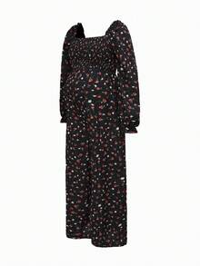 Modmama Umstandsmode Jumpsuit mit Blume Muster und quadratischem Ausschnitt, Langarm