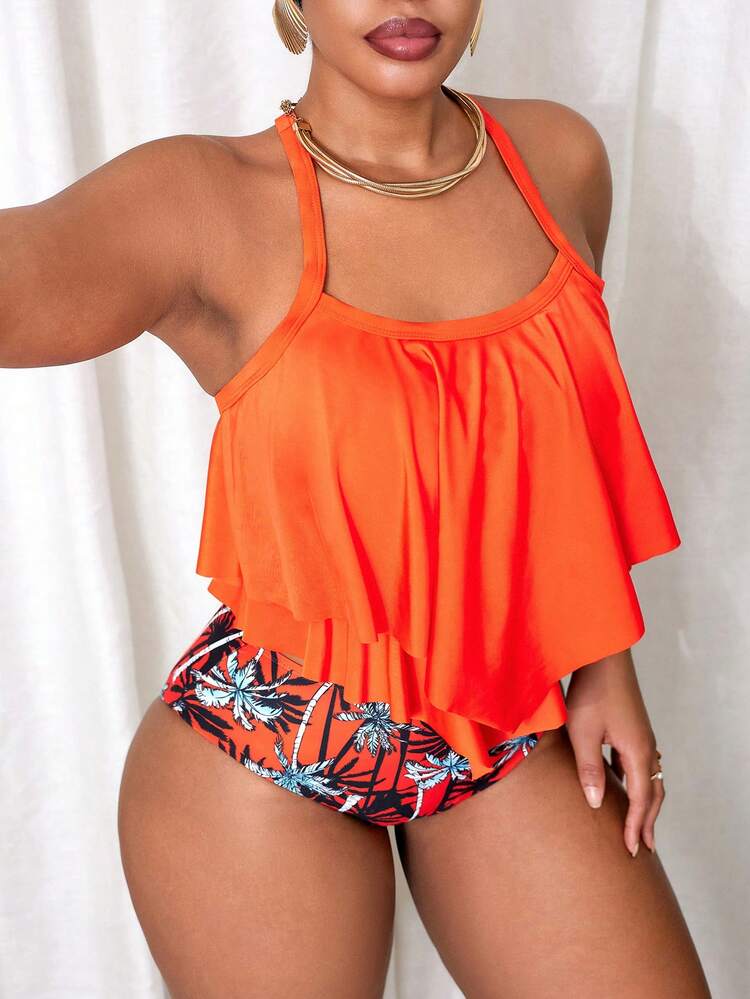 Slaydiva Maiô Bikini Halter Elegante e Sexy Plus Size para Praia e Férias de Verão 2026 - Multicolorido - Visão 4