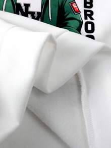 Coolqubz 2 件/套时尚白色连帽衫搭配橄榄绿色裤子，适合青少年男孩的时尚服装，连帽衫采用绿色定位印花，面料柔软舒适，适合春秋季穿着，适合上学、郊游等。 - 綠色 - 查看 7